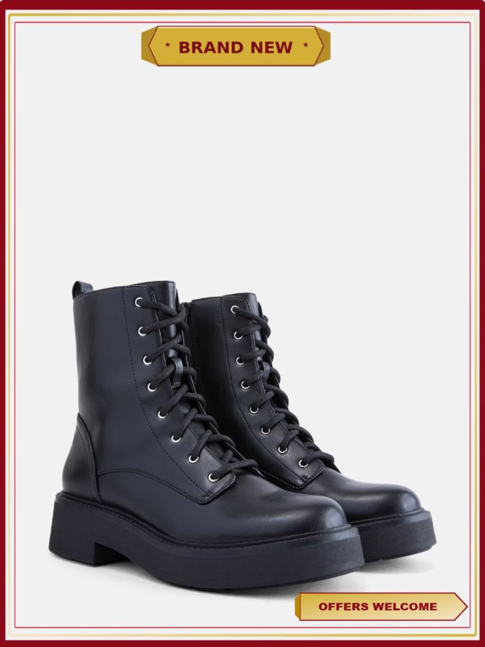 Women's Combat Boots Lace Up Lug Sole Grunge Ankle Boots